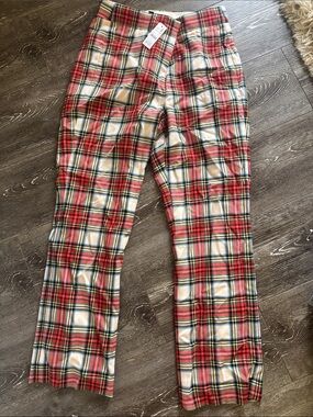 Women’s Red & Cream Plaid Dress Pants